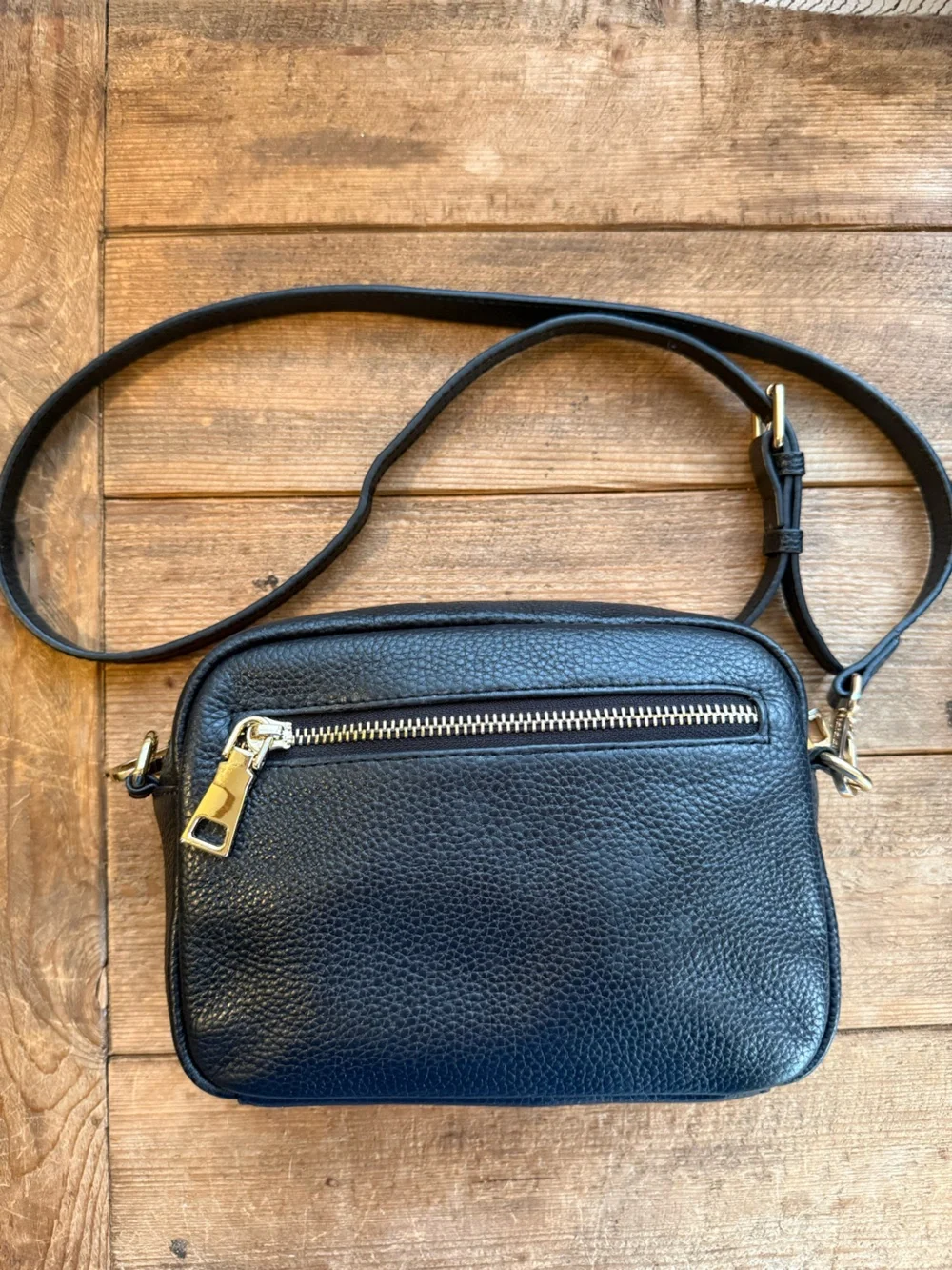 Pom Pom London Mayfair Black Leather Crossbody Camera Bag Double Zip - Picture 6 of 11